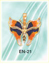 Whimsical Enamel Fluttering Butterfly 14K Yellow Gold Charm