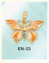 White &amp; Gold Enamel Butterfly 14K Yellow Gold Charm