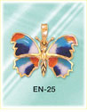 14K Yellow Gold Brilliant Enamel Butterfly Charm