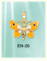 Fanciful White &amp; Golden Enamel Butterfly 14K Yellow Gold Charm