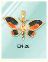 Multicolor Enamel 14K Yellow Gold Butterfly Charm