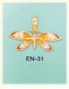 Delicate Gold Tone Butterfly Enamel 14K Yellow Gold Charm