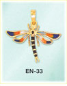 Enamel 14K Yellow Gold Whimsical Dragonfly Charm