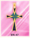 Blue Enamel Cross 14K Yellow Gold Religious Charm