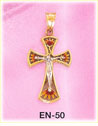 Enamel Crucifix W/Jesus 14K Two Tone Gold Religious Charm