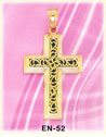 Ornate Designer 14K Yellow Gold Cross Enamel Charm