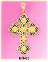 Designer Eastern Cross 14K Yellow Gold Enamel Religious Charm