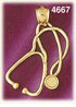 14K Yellow Gold Doctor's Stethoscope Medic Charm