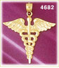 14K Yellow Gold Caduceus Medical Charm