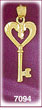 14Kt Gold Designer Heart Key Charm
