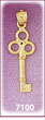14K Solid Gold Key Charm