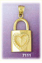 14Kt Solid Gold Heart Lock Charm