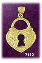 14Kt Gold Lock Heart Charm