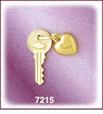 14Kt Gold Puffed Heart & Key Charm