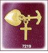 14K Gold Puffed Heart, Anchor & Cross Charm