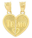 14Kt Gold Te Amo Breakaway Heart Charm