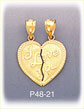 14Kt Gold Breakaway Heart I Love You Charm