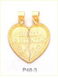 14K Gold Best Friends Heart Pendant