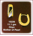 Charming 14K Gold Mother of Pearl &amp; Onyx Huggie Earrings