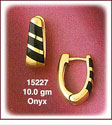 Triple Striped 14K Gold Huggie Earrings Curved 
