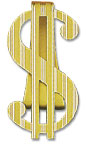 14K Gold Dollar Sign Money Clip w/Checkered Design