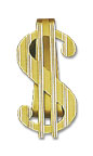 14K Gold Dollar Sign Money Clip w/Striped Design