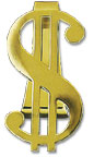 14K Gold Dollar Sign Money Clip Smooth Finish