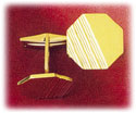 14K Gold Octagon Men's Cufflinks Etched