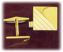 14K Gold Square Men's Cufflinks Diagonal Etched