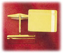 14K Gold Sleek Rectangle Men's Cufflinks