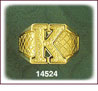 14Kt Gold Men's Initial Ring