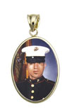 14K Gold Small Oval Photo Pendant