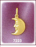 14K Gold 3D Puffed Moon Charm