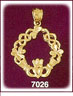 14Kt Gold Irish Claddagh Pendant w/Shamrocks