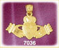 14Kt Gold Etched Irish Claddagh Pendant