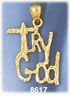 14K Gold Try God Pendant