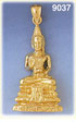 14Kt Gold Buddha Pendant Statue of Awakened One Meditating