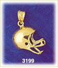 14K Gold Polished Football Helmet Charm