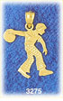 14K Gold Bowling Player Bowling Charm