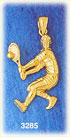 14K Gold Tennis Player Hitting Ball Charm