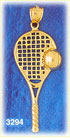 14K Gold Tennis Racket & Ball Charm
