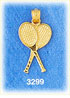 14K Gold Double Tennis Rackets Charm