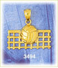 14K Gold Volleyball &amp; Net Charm