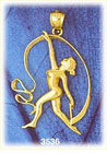 14K Gold Gymnast &amp; Ribbon Gymnastics Charm
