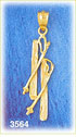 14K Gold Snow Skis &amp; Poles Charm