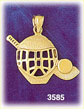 14K Gold Hockey Mask, Stick & Puck Pendant