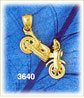 14K Gold 3D Motorcycle Charm
