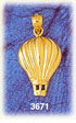 14K Gold Polished Hot Air Balloon Charm