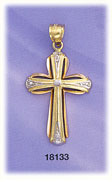 14Kt Tri Color Gold Cross Charm