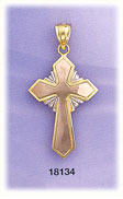 14K Gold Tri Color Cross Charm
